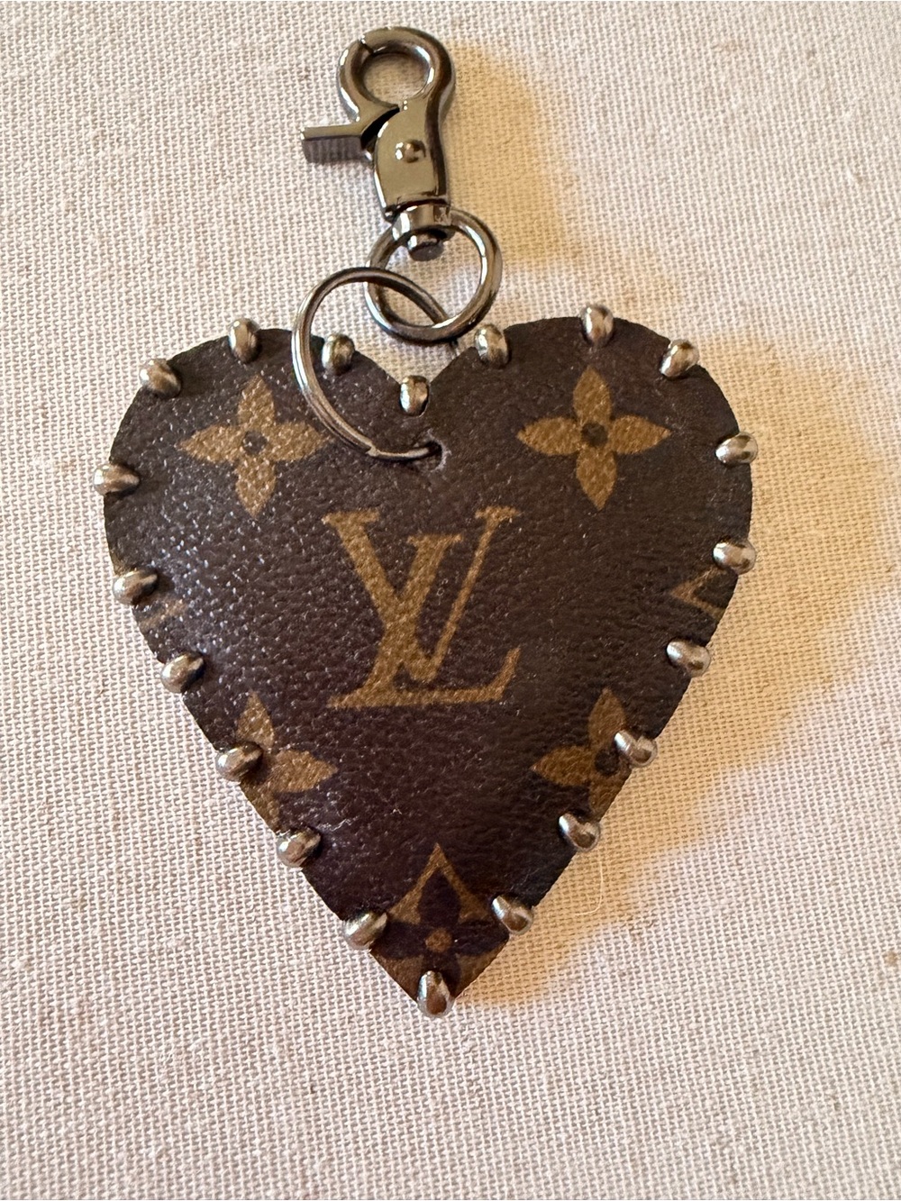 Upcycled Louis Vuitton Brown Monogram Heart Key Charm, never used